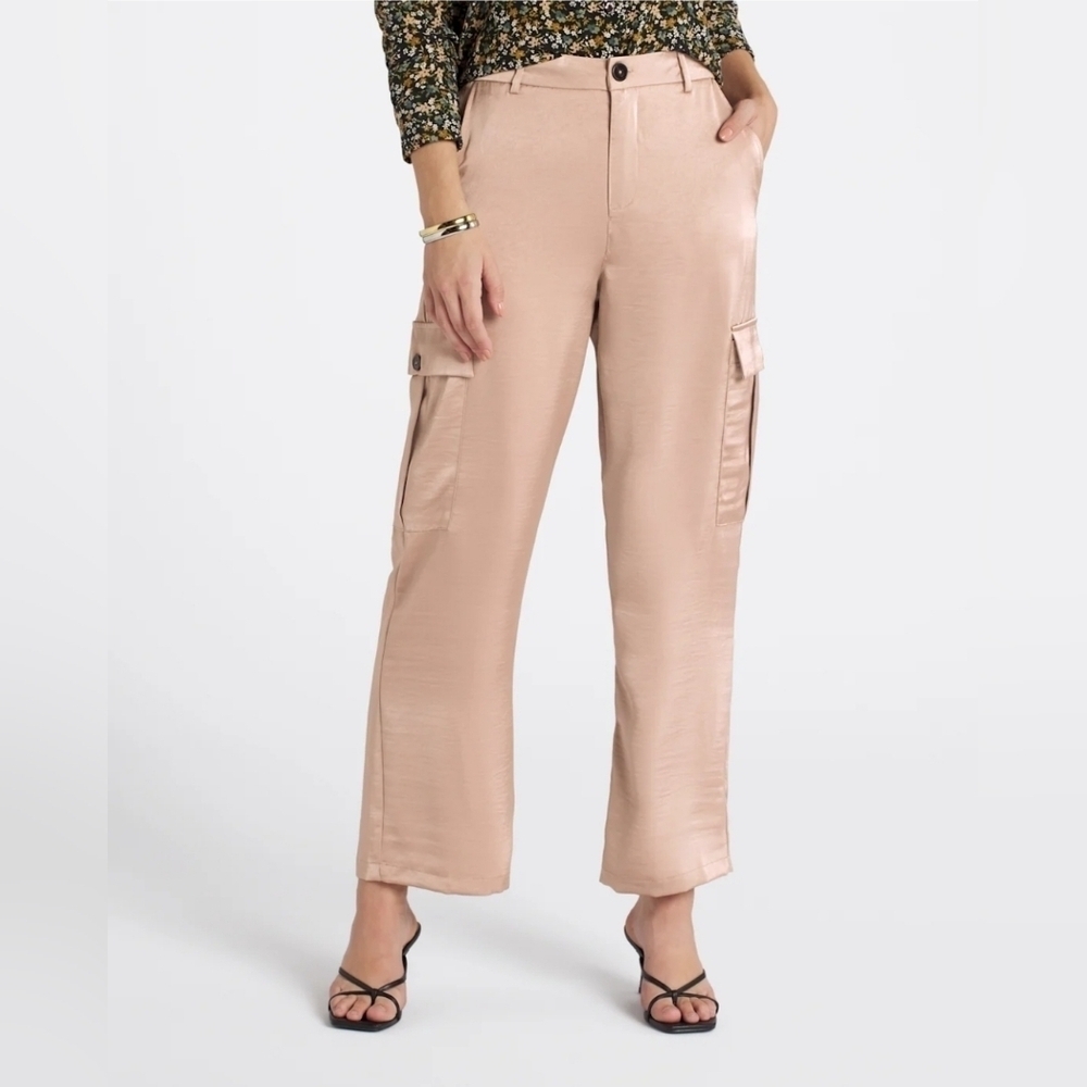 New Vigoss Satin Cargo Straight pant Beige Size 14